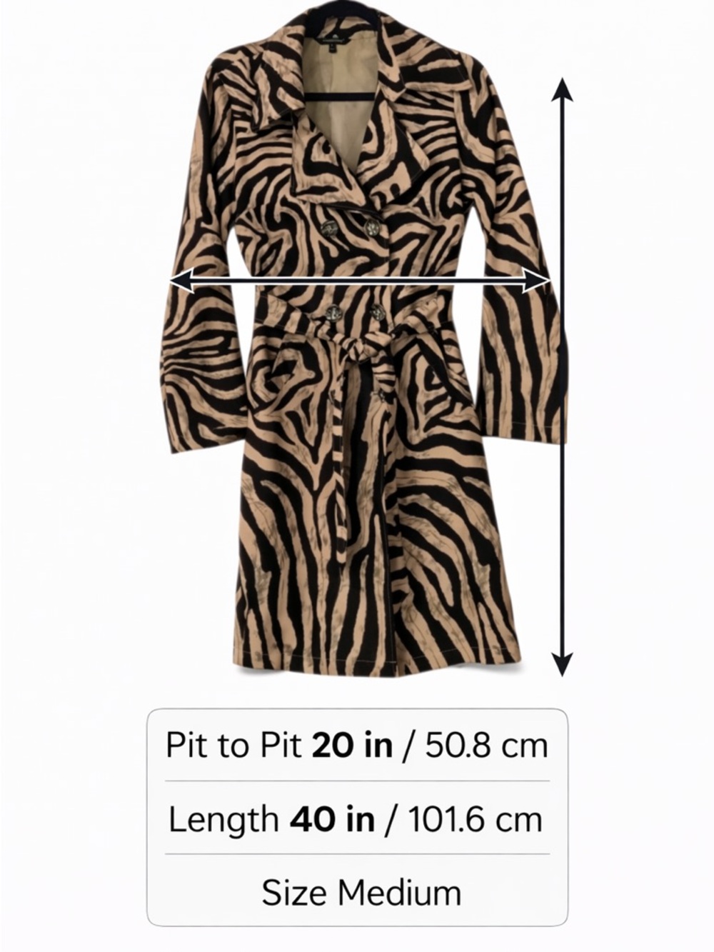Samuel Dong Zebra Statement Trench Coat M - Picture 2 of 13
